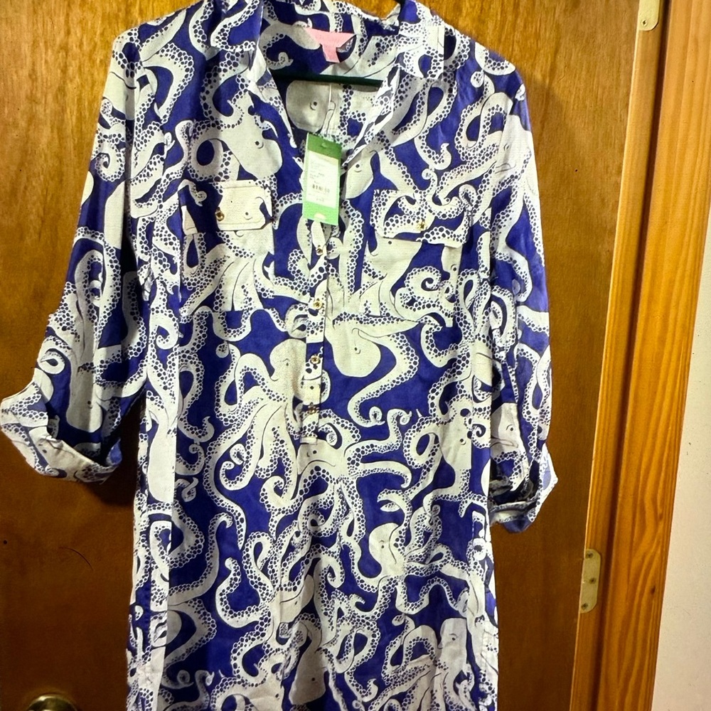 Lilly Pulitzer Navy and White Sea Life Mini Dress